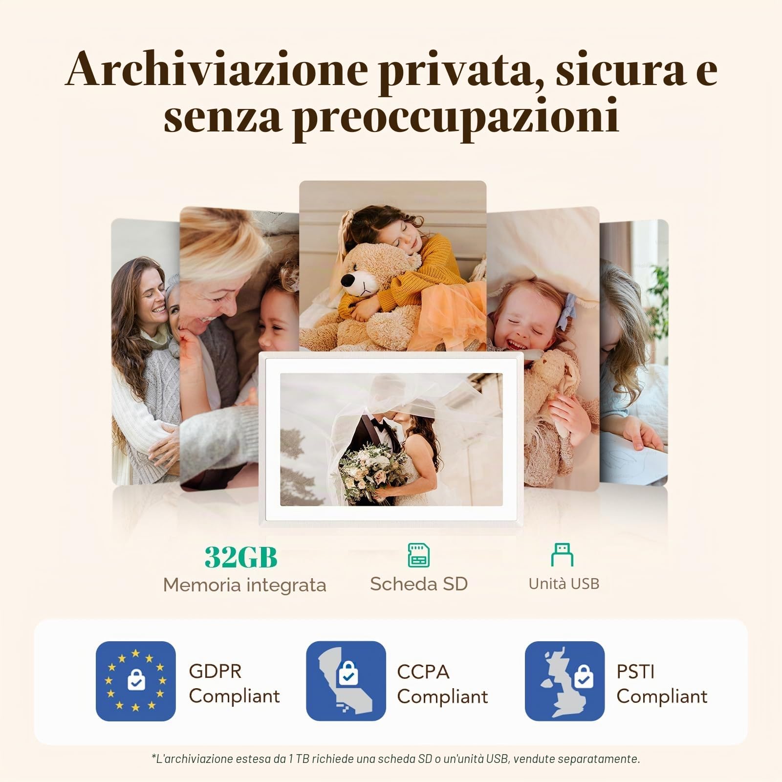 pexar by Lexar Cornice Digitale 2K, Touch Screen IPS Antiriflesso da 11 Pollici, Cornice Digitale Wi-Fi da 32 GB per Casa, Regali, Condivisione di Foto/Video Tramite l'APP Frameo