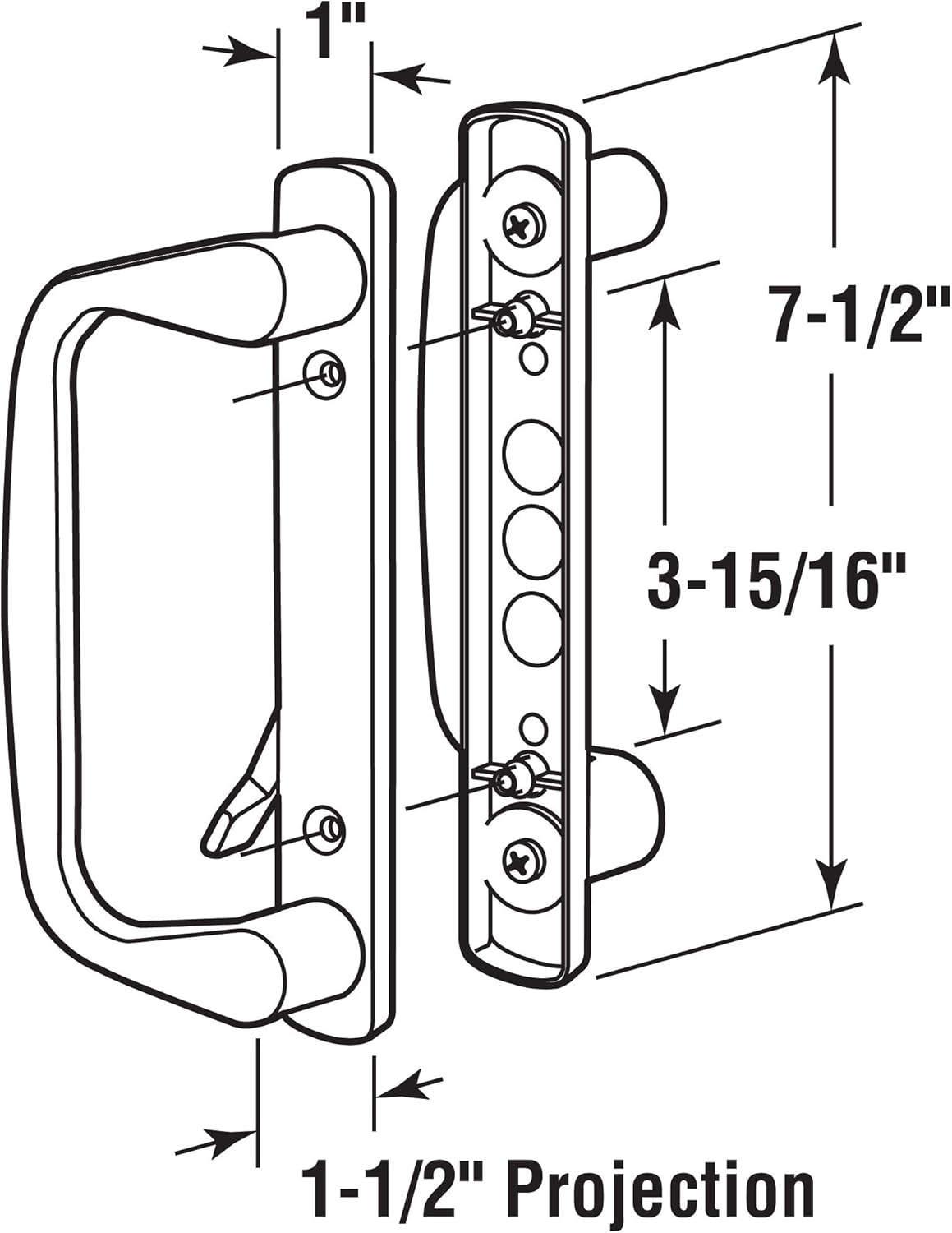 Prime-Line C 1178 Diecast, White, Patio Door Handle (Single Pack)