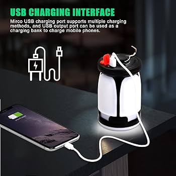 Lampada LED Da Campeggio Pieghevole: Leggera, Ricaricabile Via USB O Solare, Con 3 Modalità Di Luce E Batteria Da 800 MAh Per Emergenze, Power Bank Incluso - 3