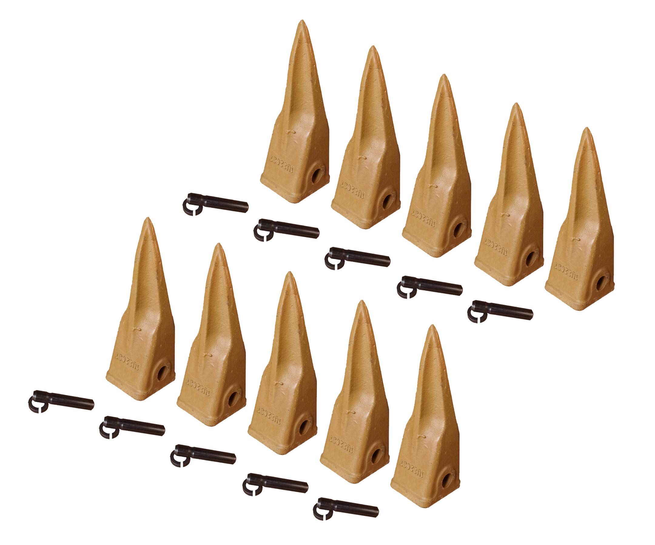 Backhoe Bucket Cat Style Tiger Teeth with pins & retainers, 1U-3202TL (10)