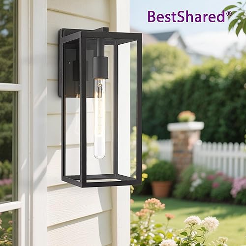 Miniatura 8 de Bestshared Farol de pared para exteriores de 15 pulgadas paquete de 4 lámparas de pared exteriores luz individual montada en la pared lámpara de