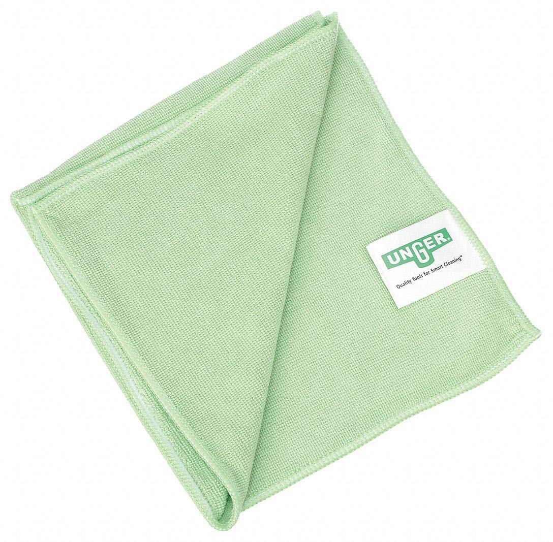 UngerMF400 SmartColor MicroWipe Heavy Duty Microfiber Cloth, 16" Length x 15" Width, Green (Case of 10)
