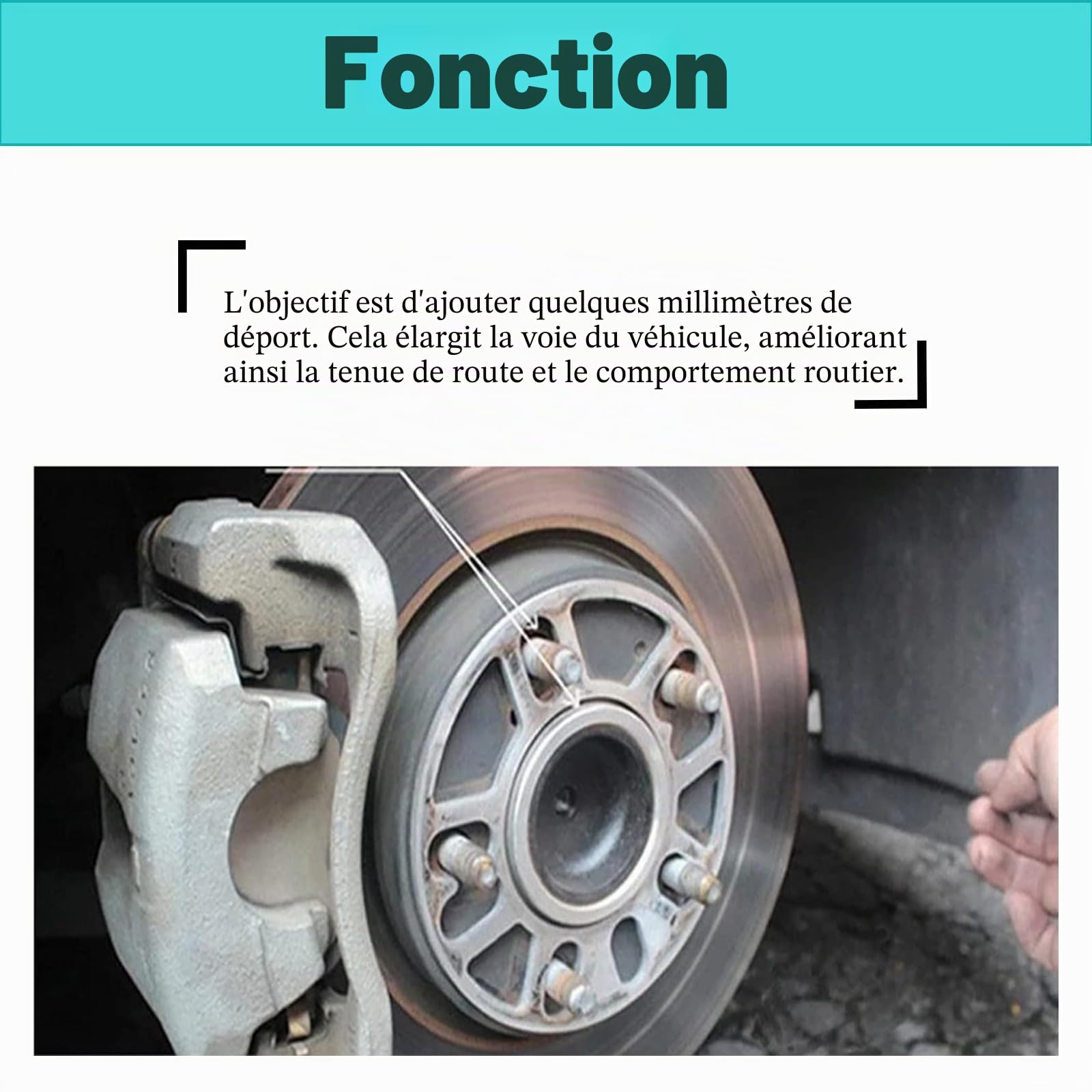 Lot de 4 entretoises de roue de voiture, 6 trous - Rondelles d'écartement universelles - Rondelles d'écartement en alliage d'aluminium (6 mm)