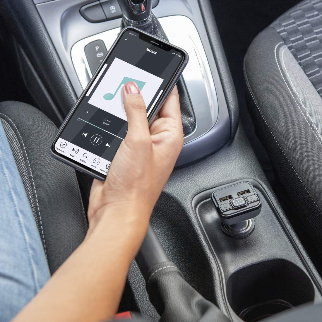 Hama Bluetooth FM Transmitter fürs Autoradio mit Kfz Ladegerät (Auto Adapter für Zigarettenanzünder Buchse mit Anschlüssen für microSD, USB Stick und zum Laden, Wireless Bluetooth Transmitter) grau
