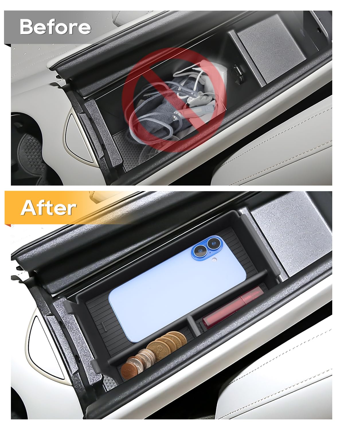 YEE PIN Compatibile con Cupra Tavascan 2025 2026, contenitore per console centrale, bracciolo centrale, vano portaoggetti, organizer con tappetino antiscivolo, per Tavascan VZ EV 2026 2027 accessori