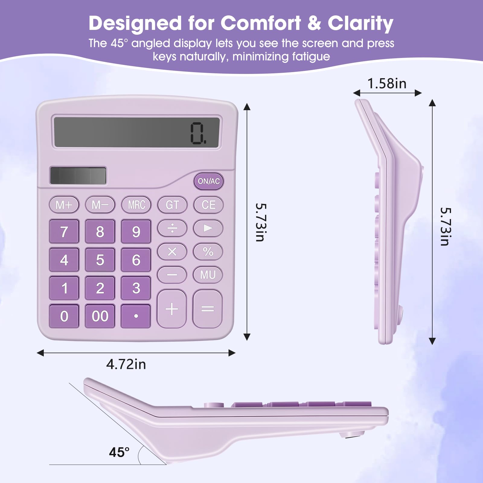 Lot de 8 calculatrices en vrac, calculatrices de bureau à 12 chiffres avec grand écran LCD et boutons sensibles, double alimentation solaire et batterie, parfaites pour le bureau, l'école, la maison