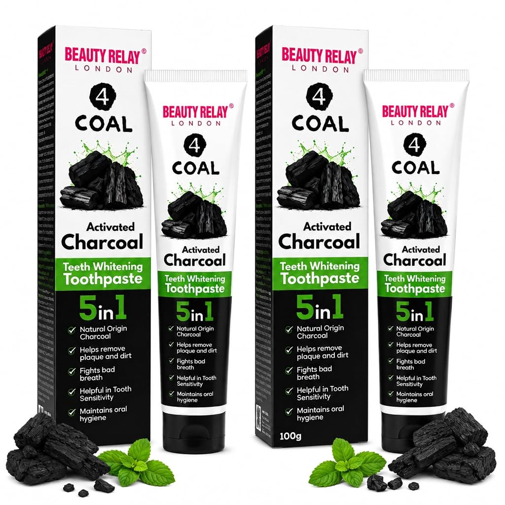 BEAUTYRELAY LONDON Activated Charcoal Toothpaste for Teeth Whitening Remove Plaque & Stain,Fights Bad Breath Daily Use Toothpaste With goodness of Tulsi,Neem,Clove Oil,Babool (Pack of 2)-image-13