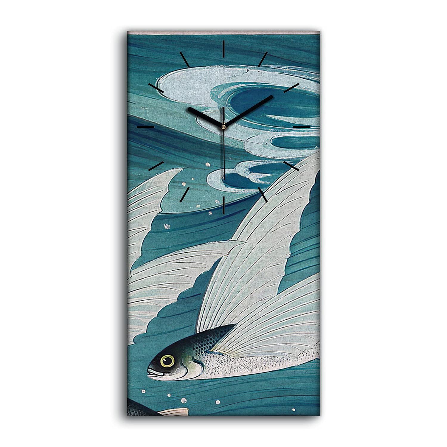 Horloge sur Toile Silencieuse sans Tic-Tac Poisson de Vol Japonais 30x60