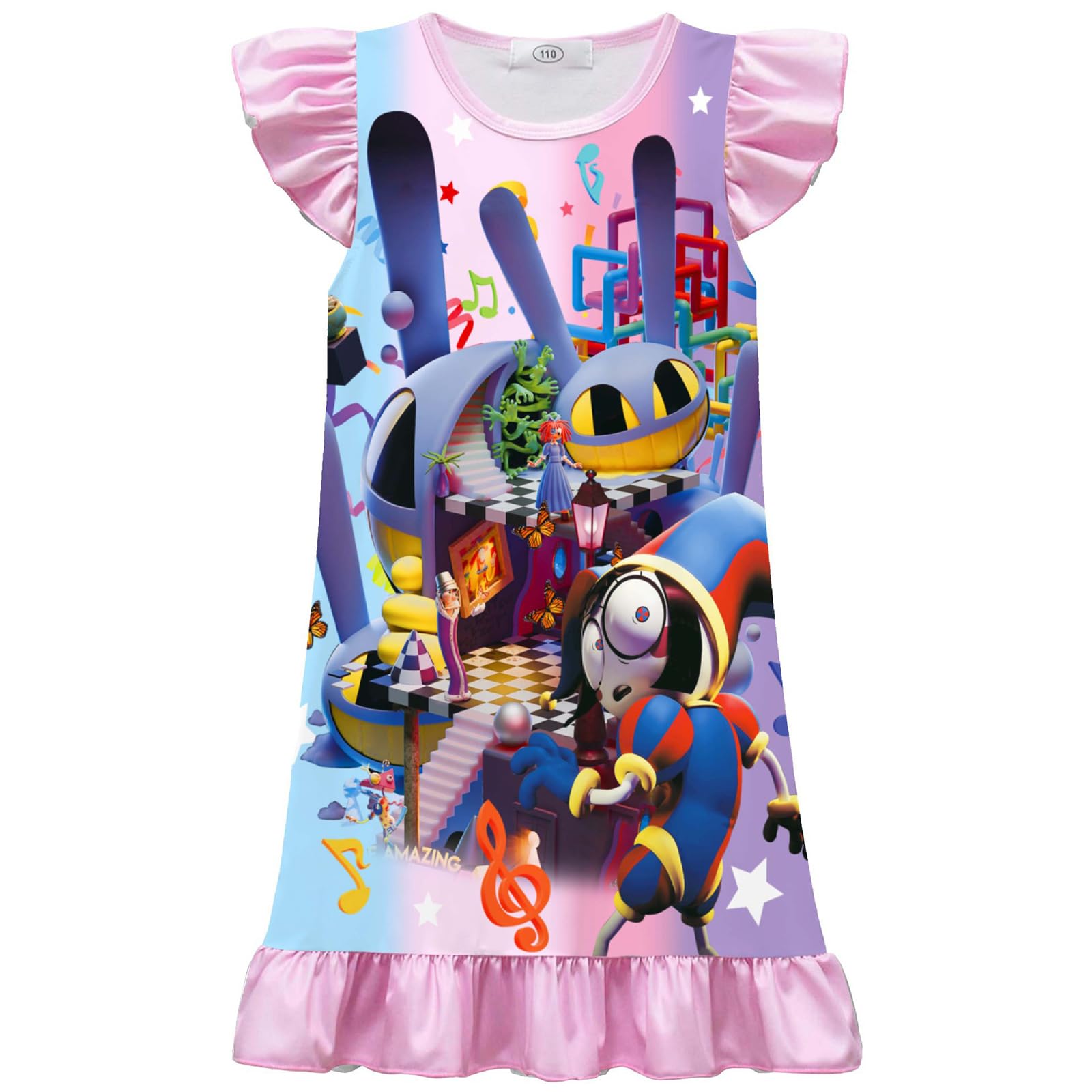 Amazing Circus Dress for Girls Pomni Dress Pomni Costume Circus Character Prints Dresses Joker Adventure Cartoon Anime Fancy Dress Outfit for Halloween Carnival Parties Festival Comedy Events