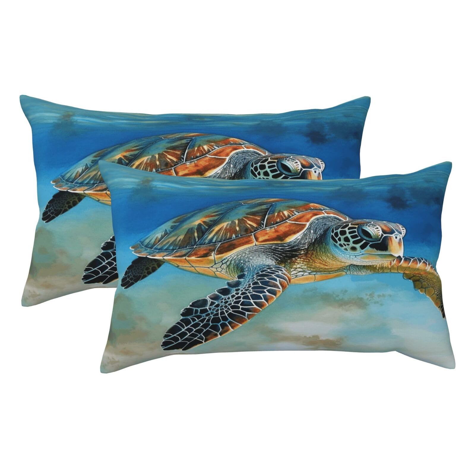 2 Pack King Size Pillow Cases for Hair and Skin Soft Breathable Pillow Case Covers with Hidden Zipper Sea Turtle Pillowcase 20x36 Inches Pillow Covers for Sleeping Gift