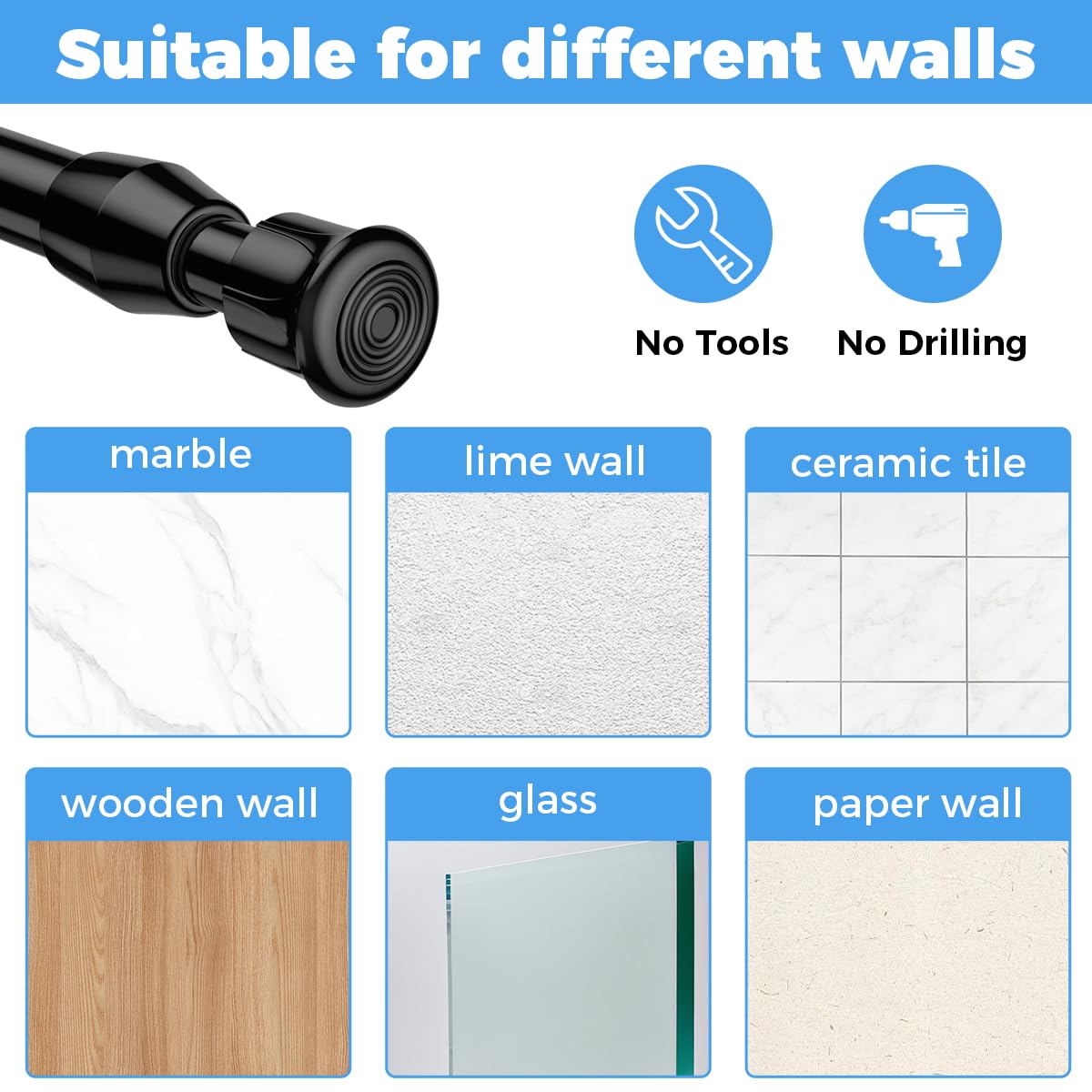 4 Pezzi Bastone Tenda a Pressione,30-50cm Bastoni per Tende a Pressione,Bastone per Tenda Estensibile,Aste per Tende Senza Forare,Tende,Antiruggine,Regolabile,per Armadi,Finestre,Libreria (Nero)