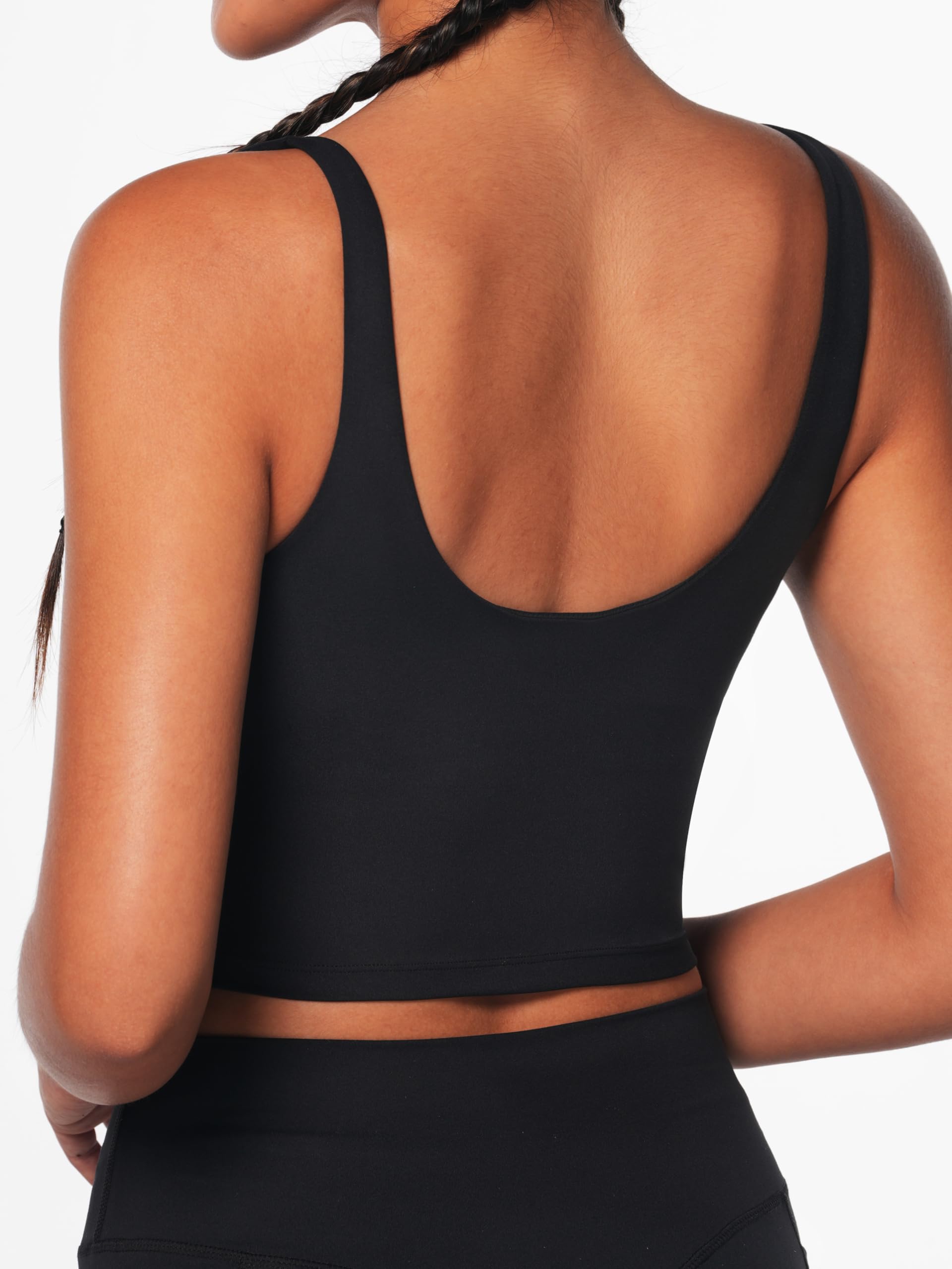 Brasier deportivo largo con cuello en V para mujer, espalda baja, para entrenamiento, yoga, atletismo, camiseta sin mangas con brasier integrado