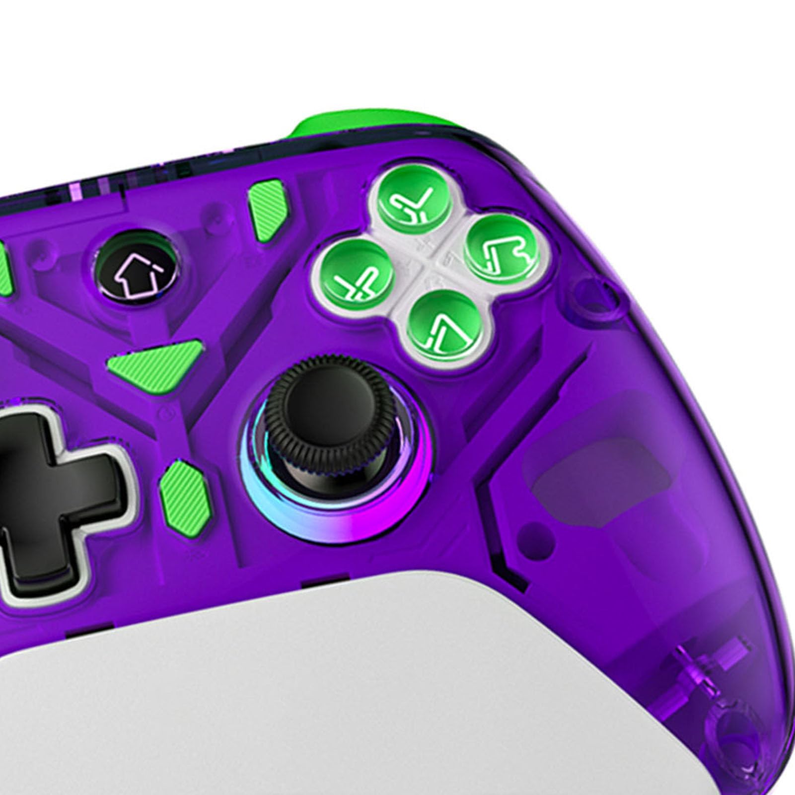 Controlador Inalámbrico de Juegos con Luz RGB con Vibración para, PC, IOS - Gamepad de Efecto Hall Dual Plug and Play para Jugadores y Entusiastas (PURPLE)