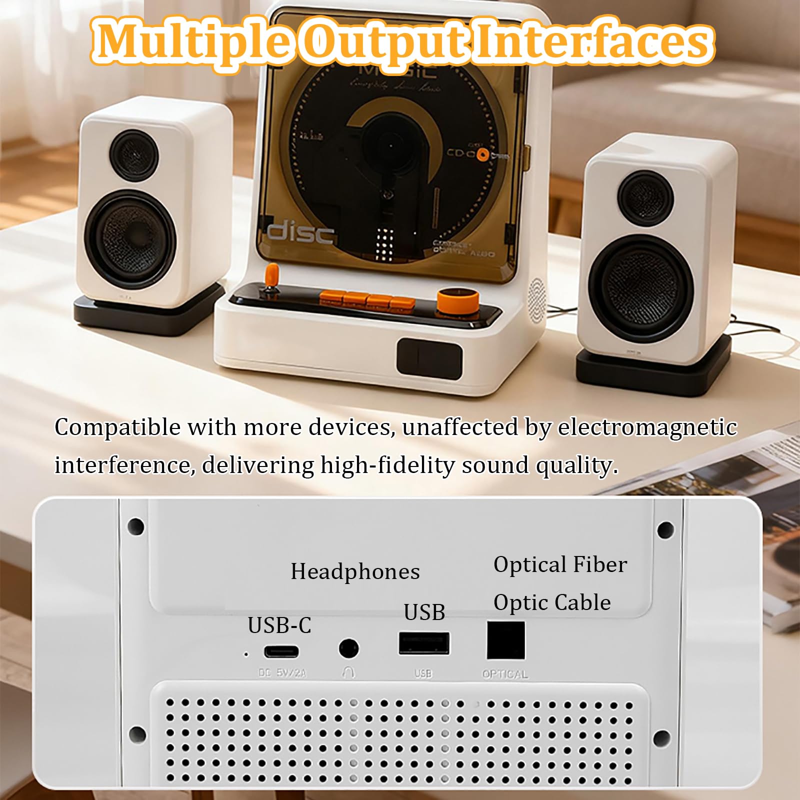 Lettore CD portatile con telecomando, supporta la modalità CD/USB/FM, Bluetooth bidirezionale, ingresso AUX, luce ambientale colorata per casa e regali
