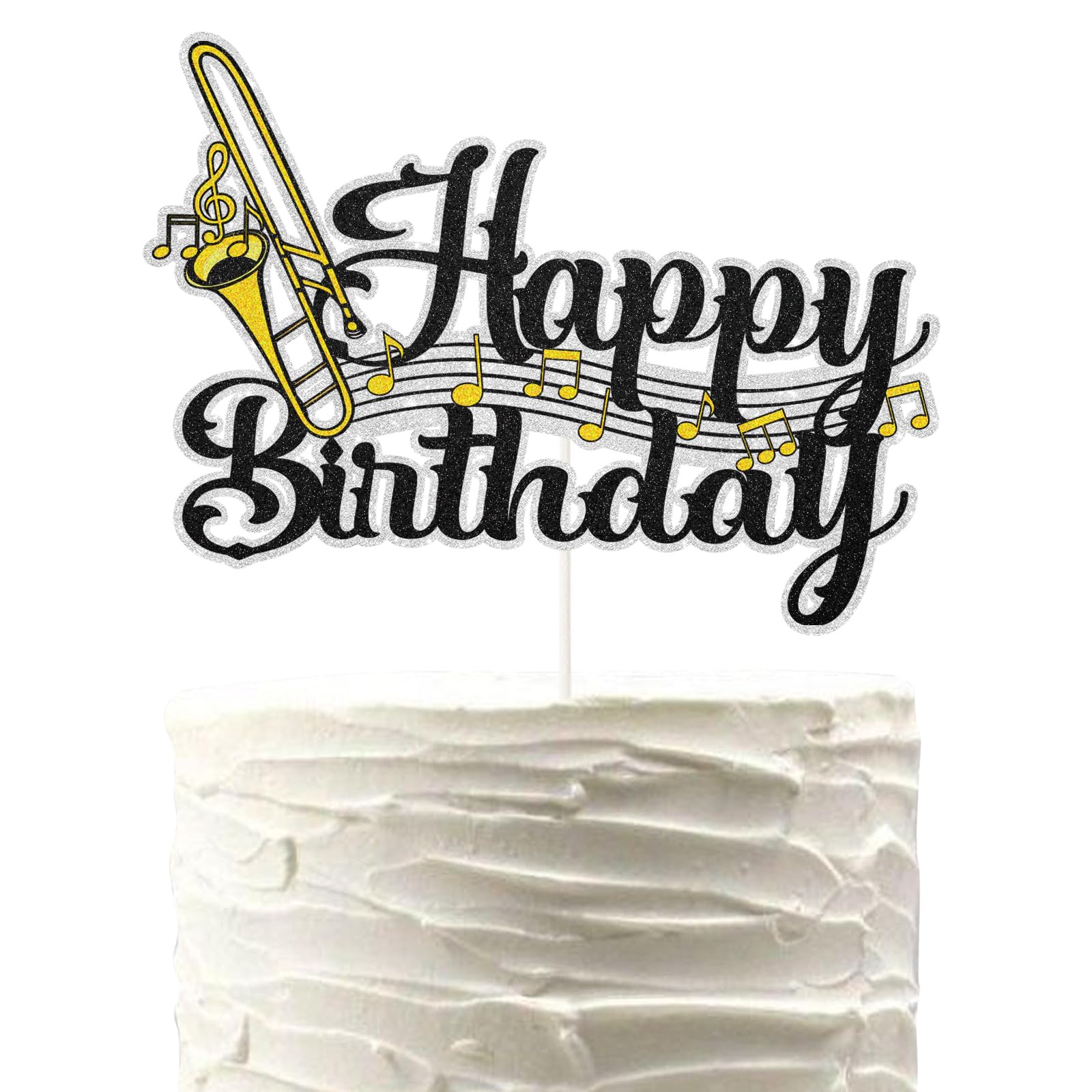 Trombone Happy Birthday Cake Topper Saxophone Musical Music Notes Cake Decor Music Lover Theme Birthday Party Decorations