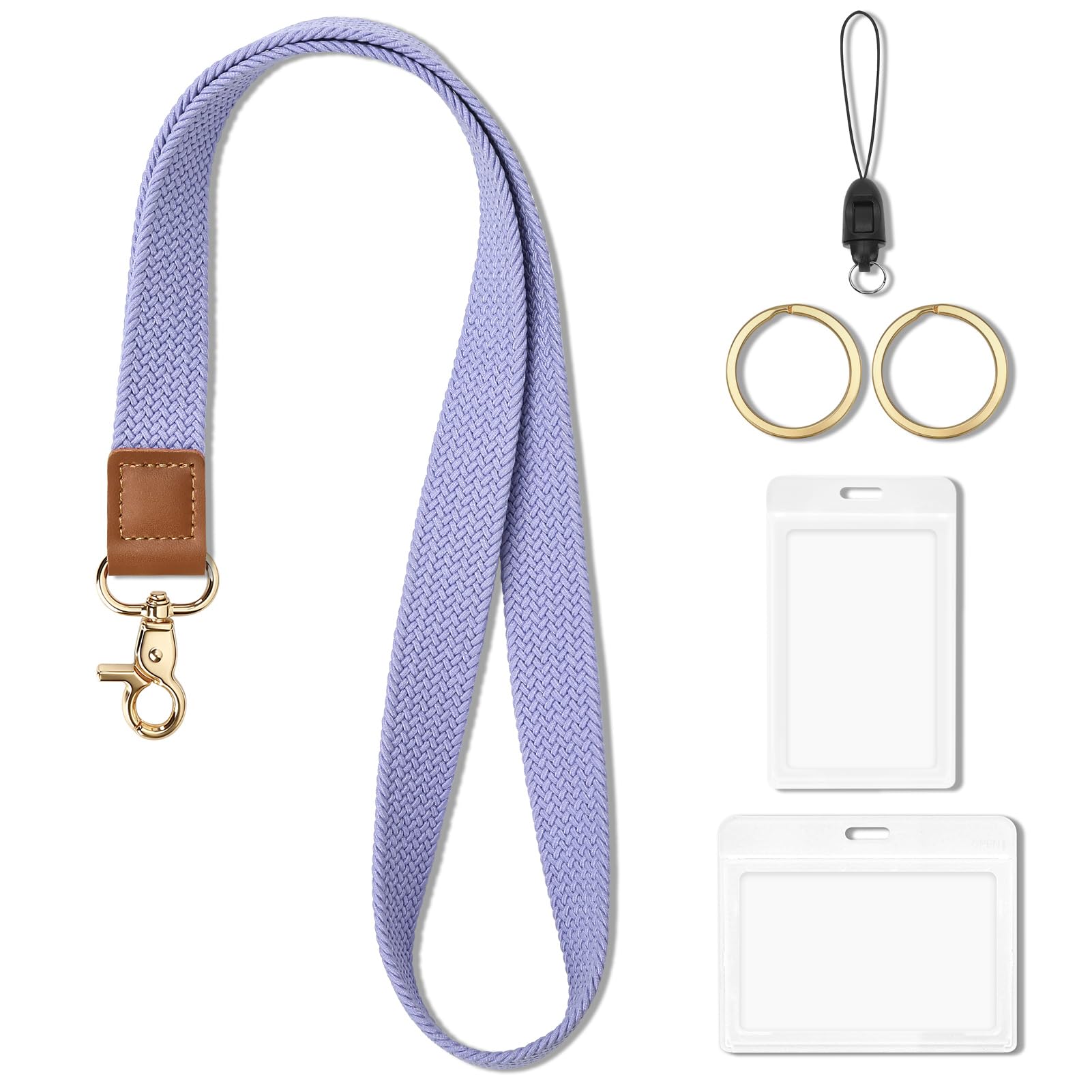 CHUQING Porta tessere con cinturino, cordino da portare al collo, portachiavi, porta tessere, cordino, tracolla,Porta badge,Lila