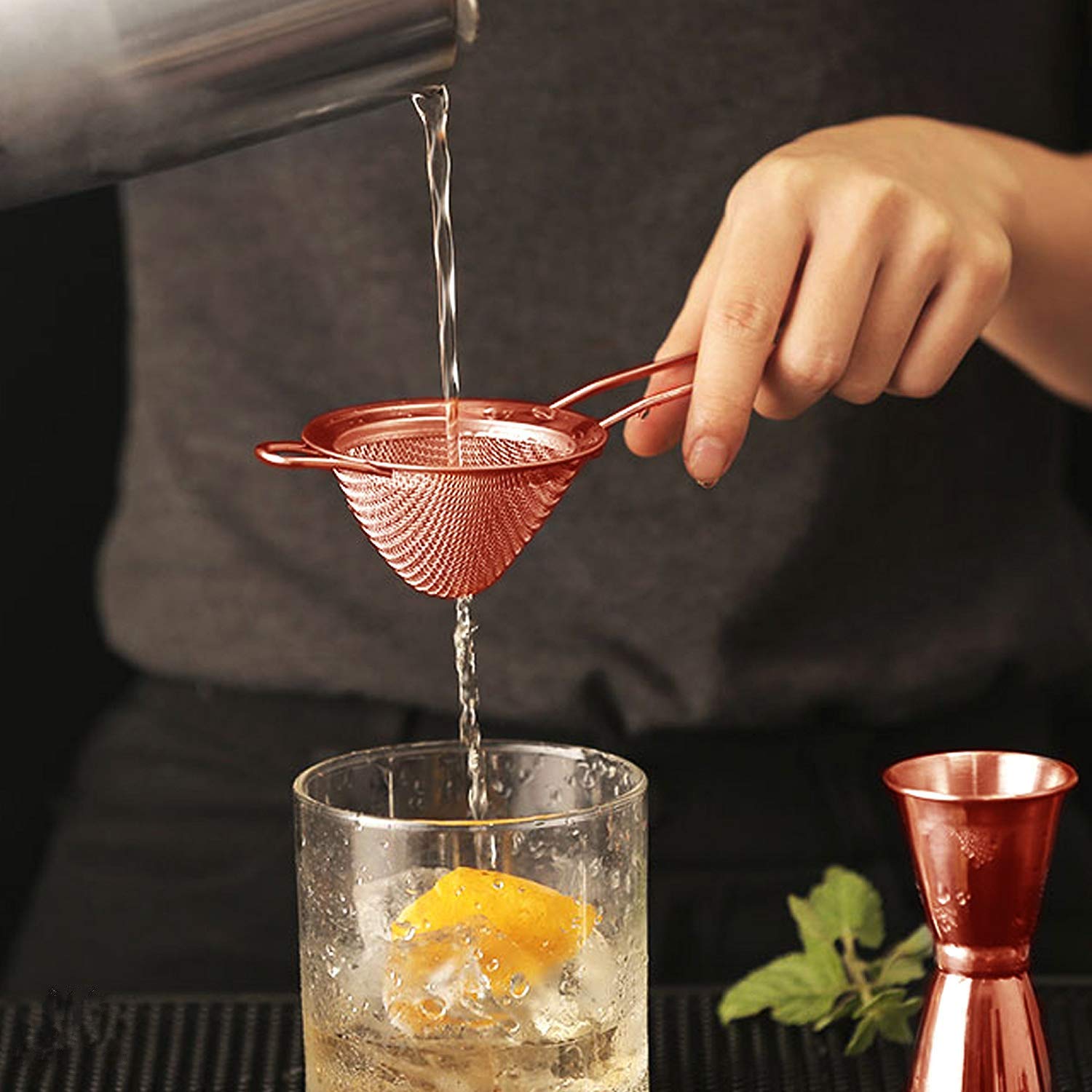 Passoire à Cocktails – Acier Inoxydable 201, Maille Fine, 20x7x9,8 Cm