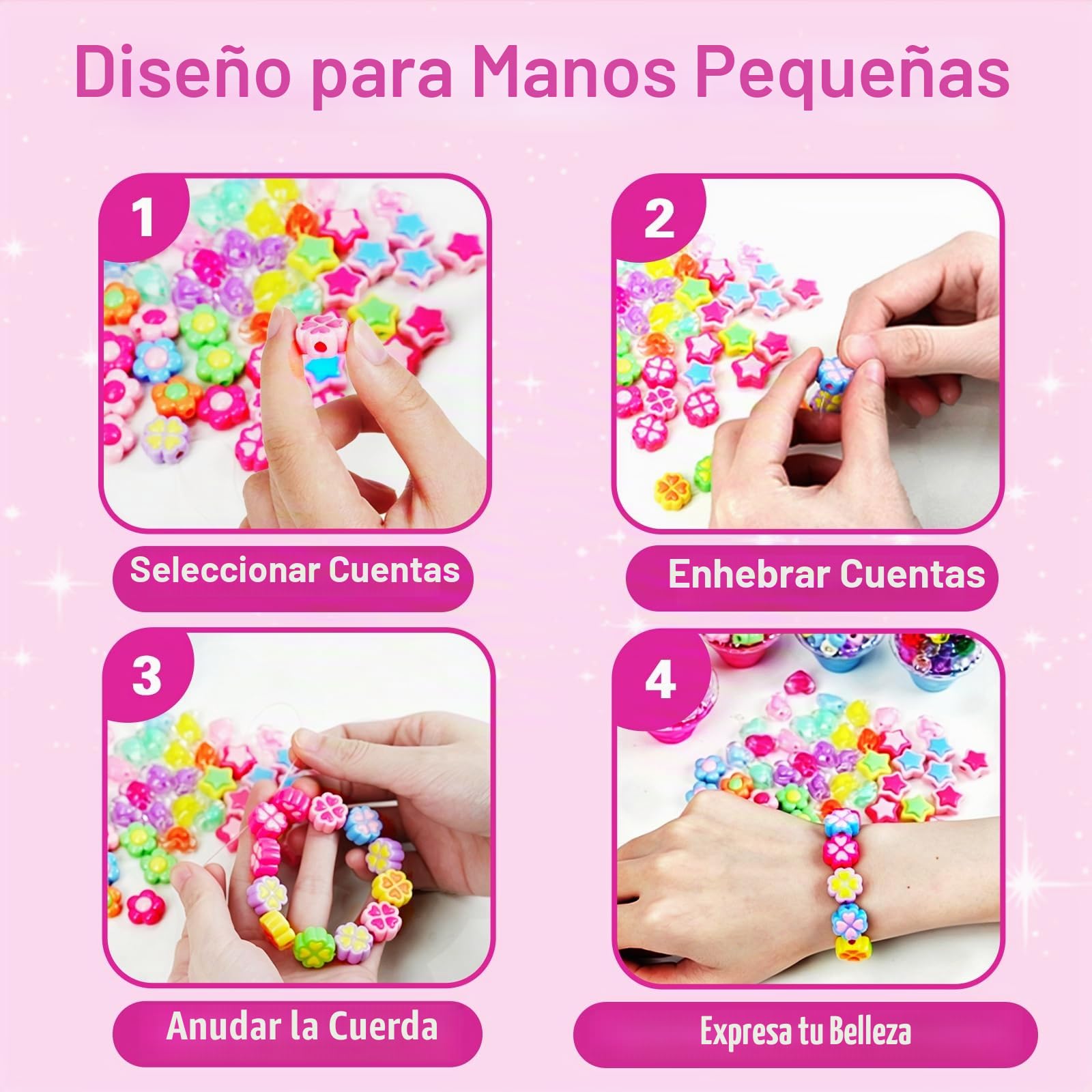 ZMLM Kit para Hacer Pulseras Niñas, 24 Piezas Pulseras de la Amistad con Collares, Creativo Manualidades Niños de Juguete, Detalles Cumpleaños Niños, Regalos Cumpleaños Niños 4-12 Años
