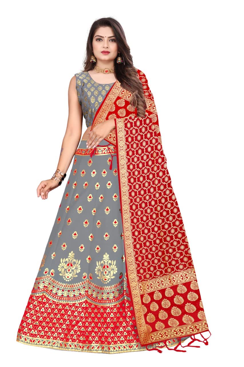 SHAVIDR ENTERPRISE Flawsome Stylus Girl's Casual Wear Jacquard Soft Silk Bridal Semi-Stitched lehangha choli Collection.