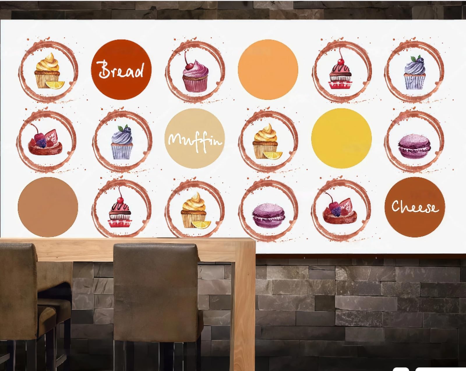 XDOUBAO Wallpaper Simple Fashion Drinks Dessert Bakery Cake Shop Afternoon Tea Coffee Shop Background Mural Western Restaurant Wallpaper,3D,350x245cm