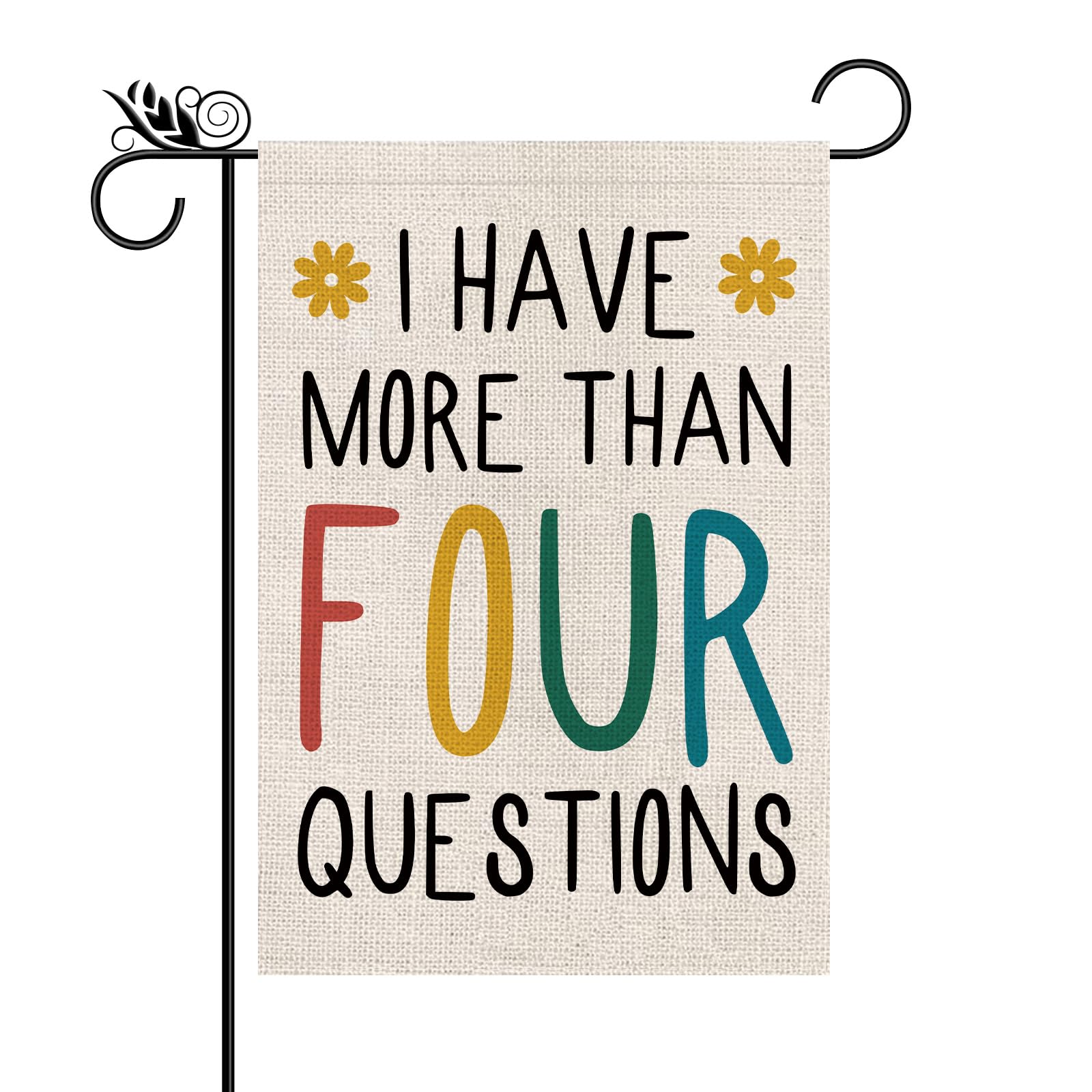 GPGHE Passover Garden Flag I Have More Than Four Questions Vertical Double Sized Jewish Funny Festival Holiday Yard Outdoor Decor 12.5 x 18 Inch