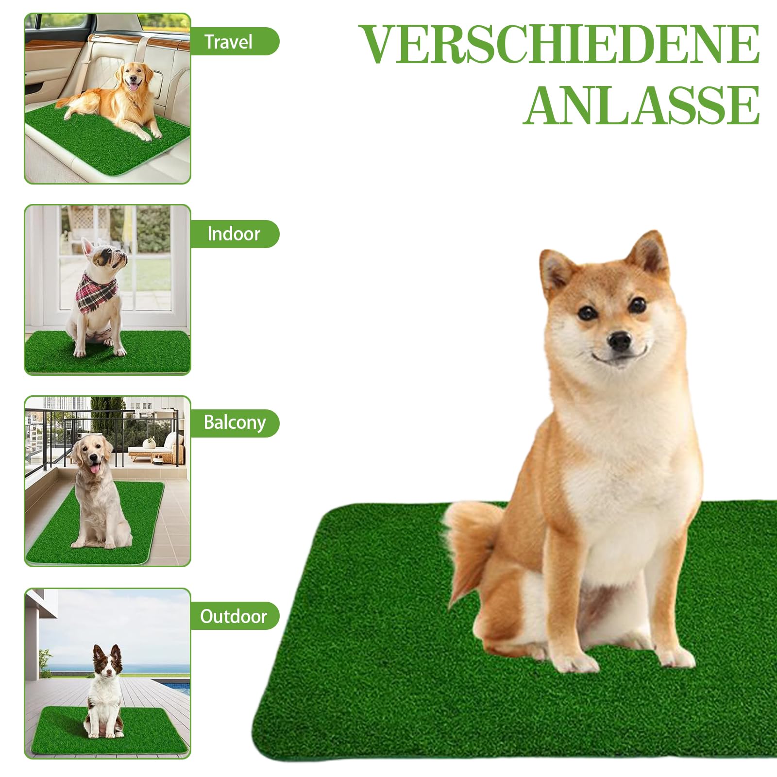 2 piezas de césped artificial para perros, balcón, inodoro para perros, lavable, alfombra de césped, alfombrilla de lluvia para cachorros, almohadilla de entrenamiento para perros pequeños (58,5 x 46