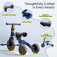 Vista 5 de Bicicleta de equilibrio 5 en 1 para niños, triciclo para niños de 1 a 3 años, juguete para montar de 18 meses a 4 años, bicicleta de regalo