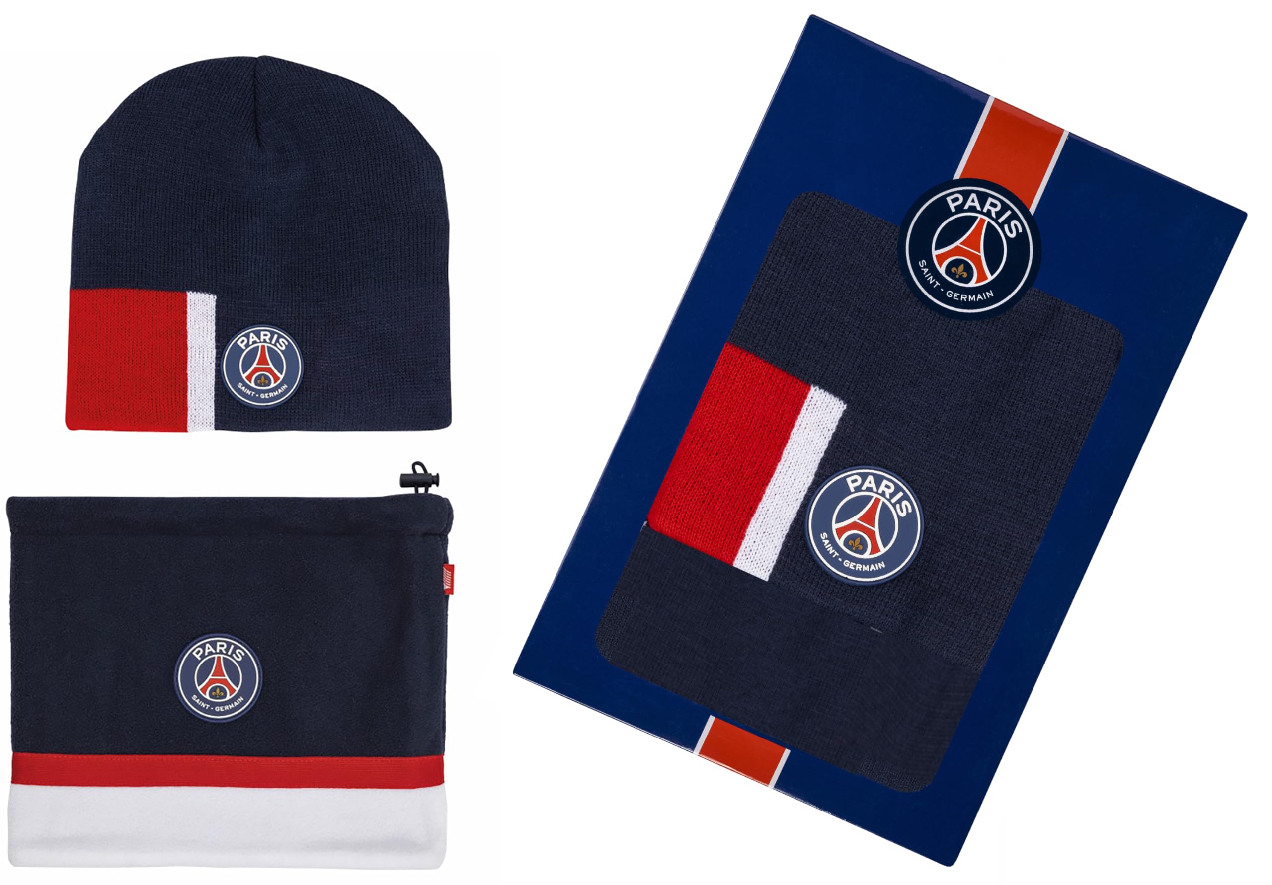 PSG Coffret Bonnet + Cache Cou Polaire Collection Officielle Paris Saint Germain