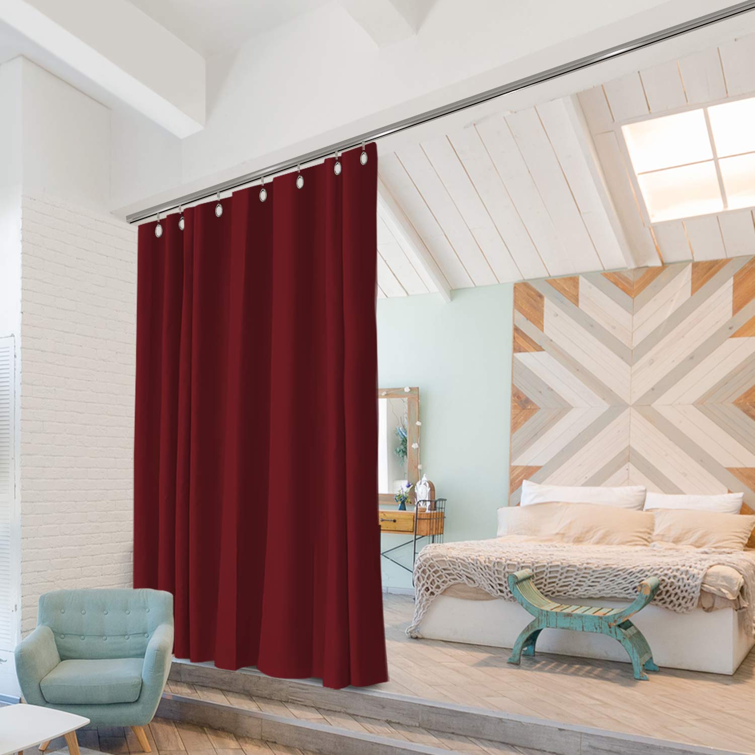 Room/Dividers/Now Ceiling Track Room Divider Kit - Large A, 8ft Tall x 6ft - 9ft Wide (Sierra Red), Track Curtains Ceiling Mount Large A - 8' Tall x 6' to 9' Wide Sierra Red