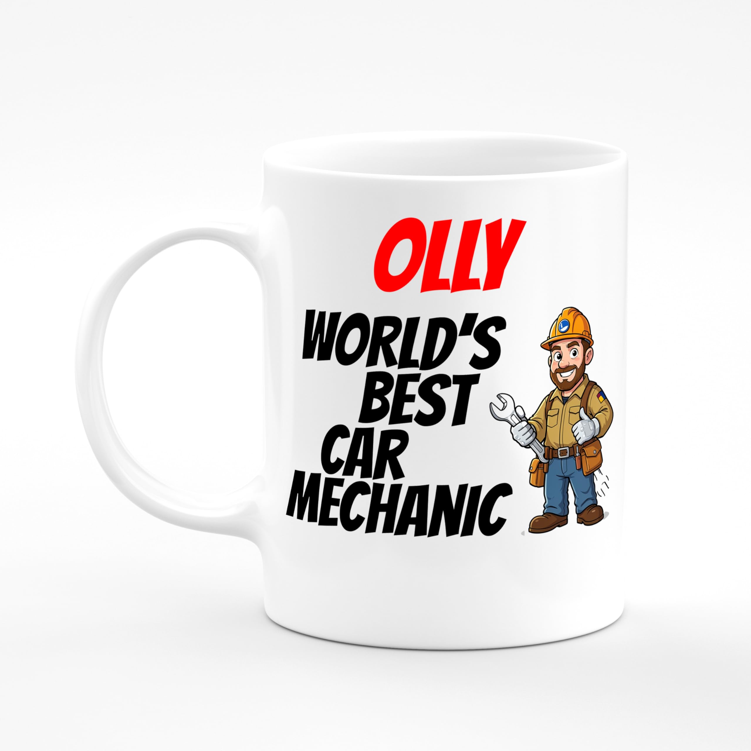 Olly Name Mug Car Mechanic Technician Engineer Repair Shop Present Name Mug Gift 11oz Ceramic Coffee Tea Cup