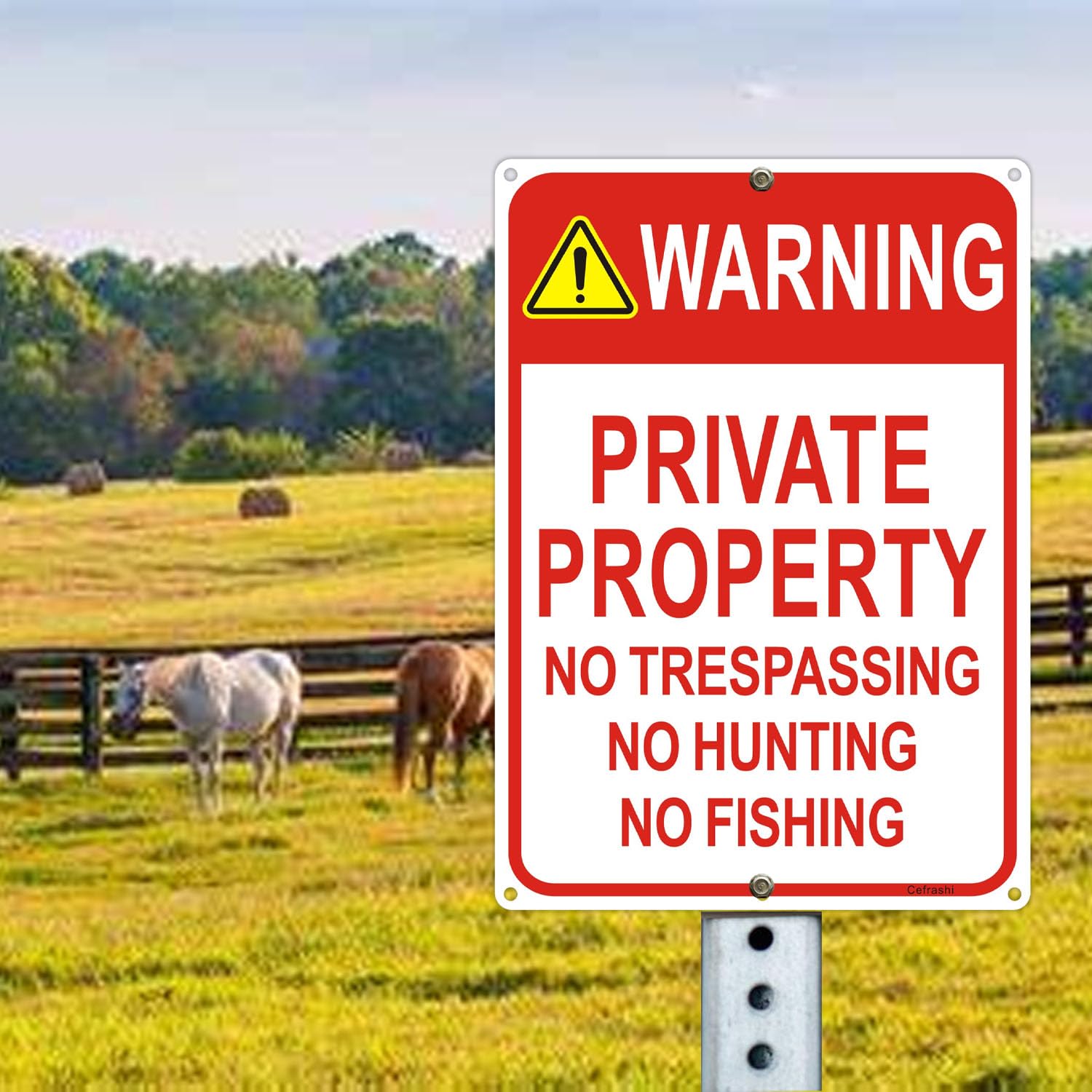 Señal de advertencia - Propiedad privada, no trespassing, no caza, 25,4 x 35,5 cm, reflectante, de aluminio, para advertencia, no caza, pesca, interior y exterior