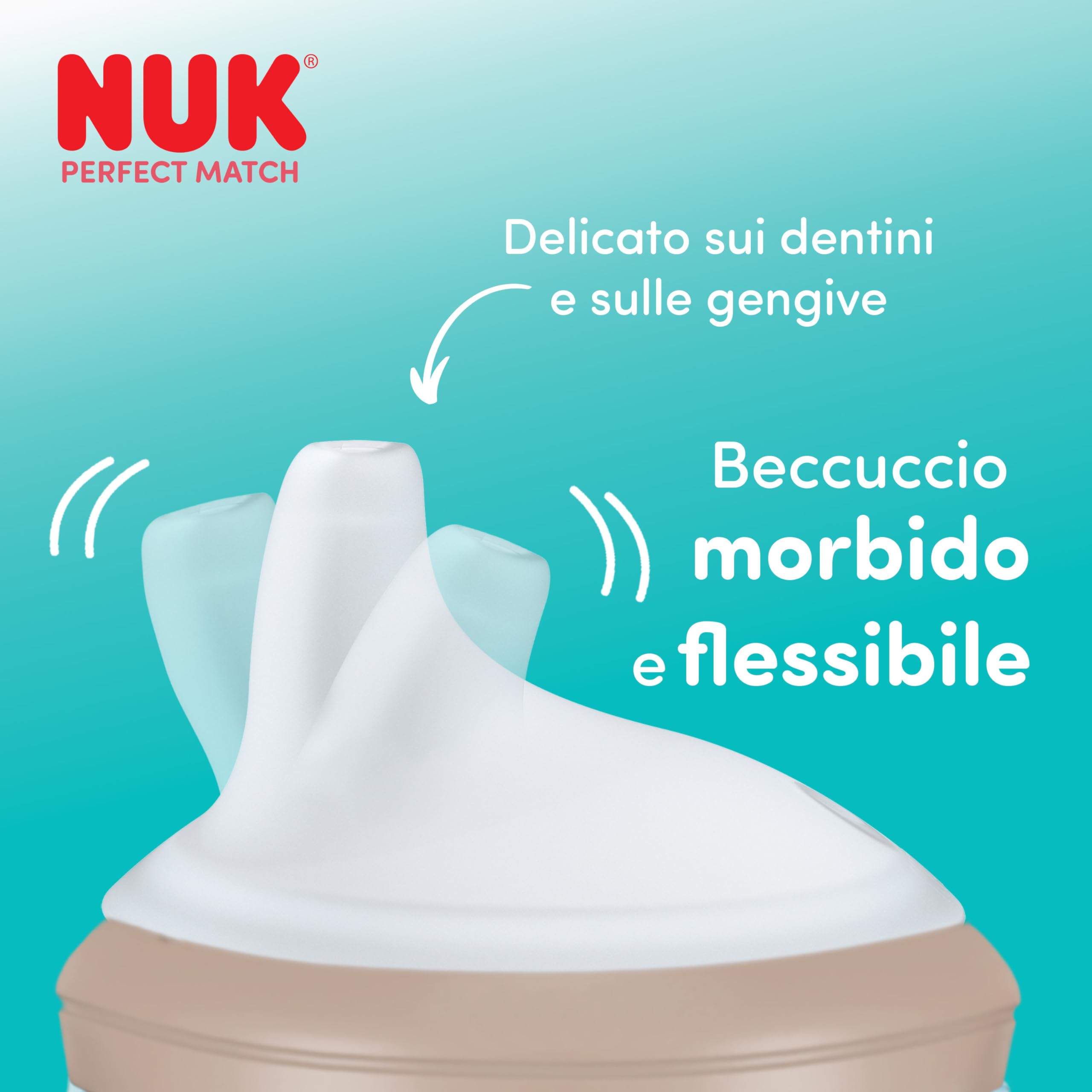 NUK Perfect Match Beccucci per Biberon | 6+ mesi | Beccucci Antigoccia per Tazze Sippy | Silicone | Confezione da 2