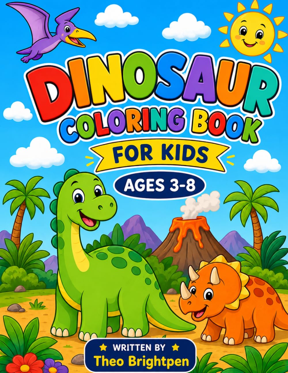 Dinosaur Coloring Book for Kids Ages 3-8: 40 Big & Bold Dinosaurs to Color | Simple Easy Pages for Toddlers, Preschool, Boys & Girls