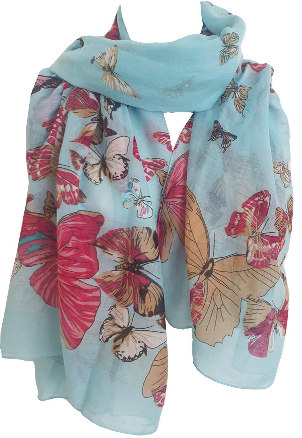 Glamlondon Women's Bm - Blue Light Butterfly Print Scarf (Bm - Blue Light)