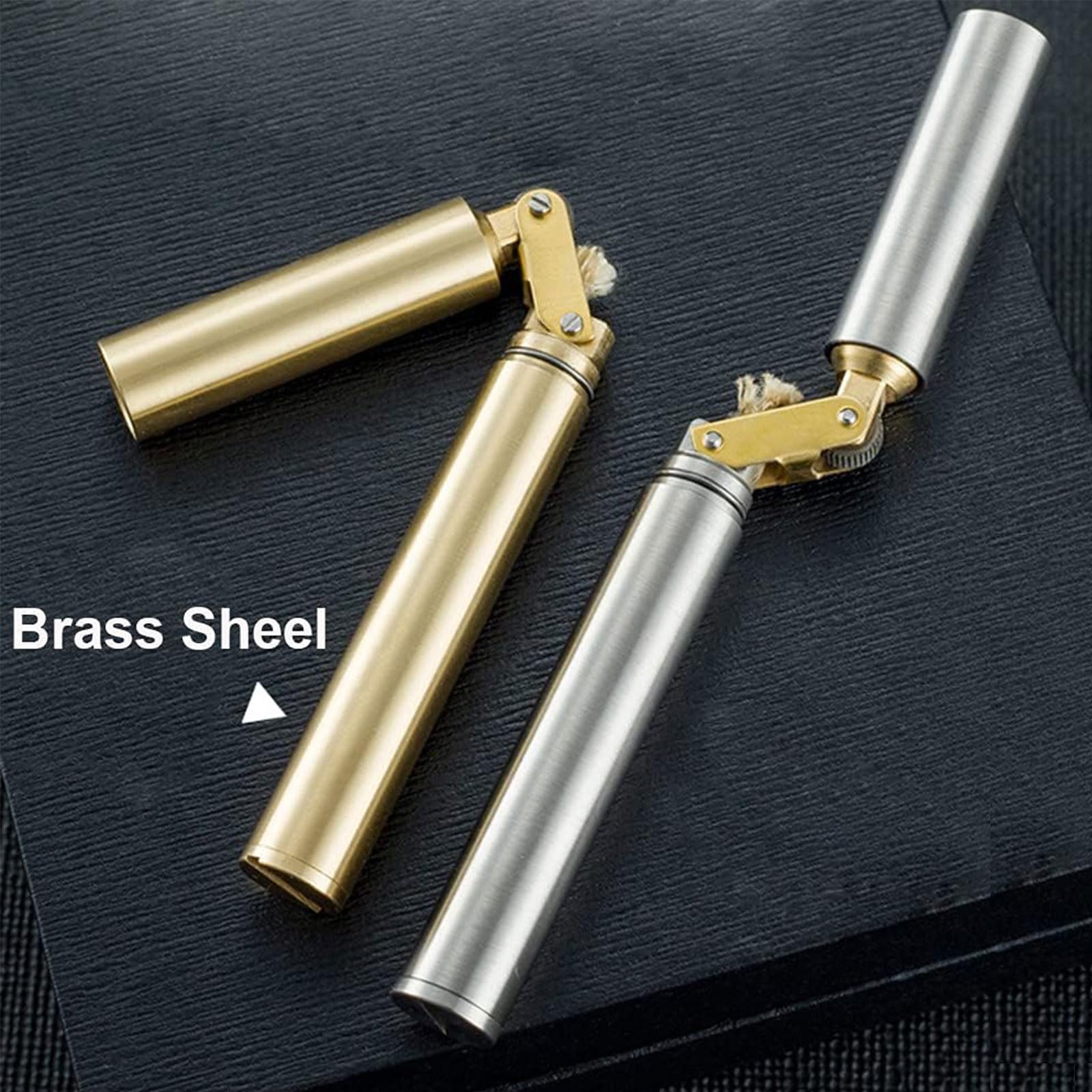 Nunchaku Zapalniczka naftowa Miedź Vintage zapalniczka rowowa Wielokrotnego użytku Wiatrodporna zapalniczka rowowa Prezenty (Silver)