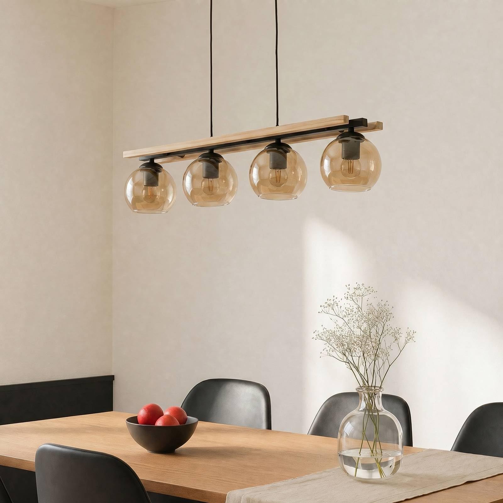Lindby Lámpara colgante Enrique (Moderno) en Marrón hecho de Vidrio e.o. para Salón & Comedor (4 llamas, E27) lámpara vidrio mesa comedor