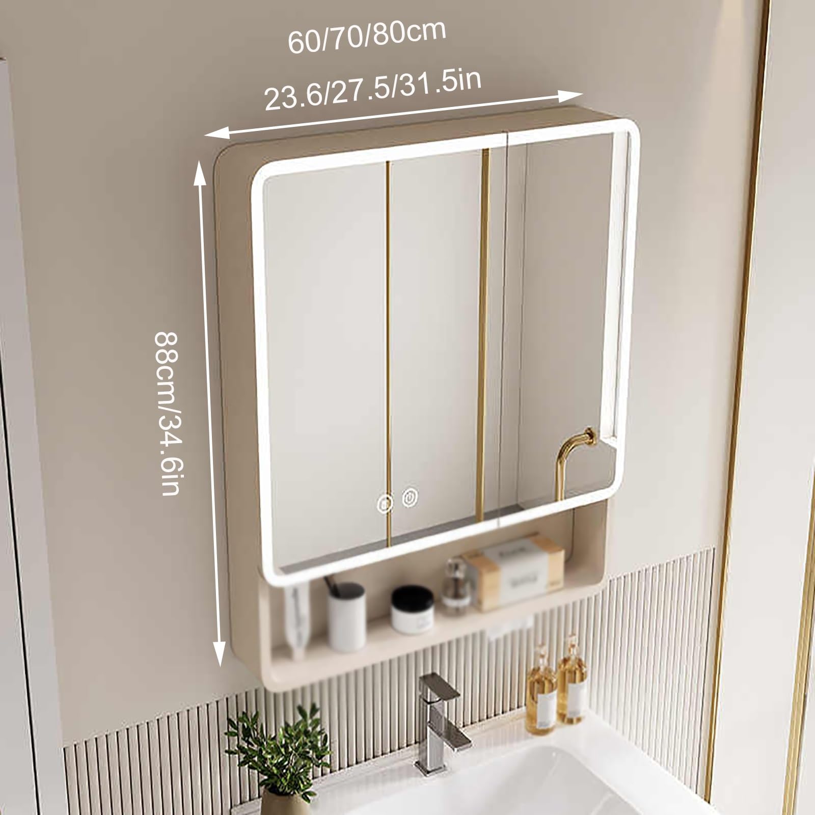 Amazon.co.jp: ミラーキャビネット、壁掛け棚、扉付き吊、洗面所 壁面