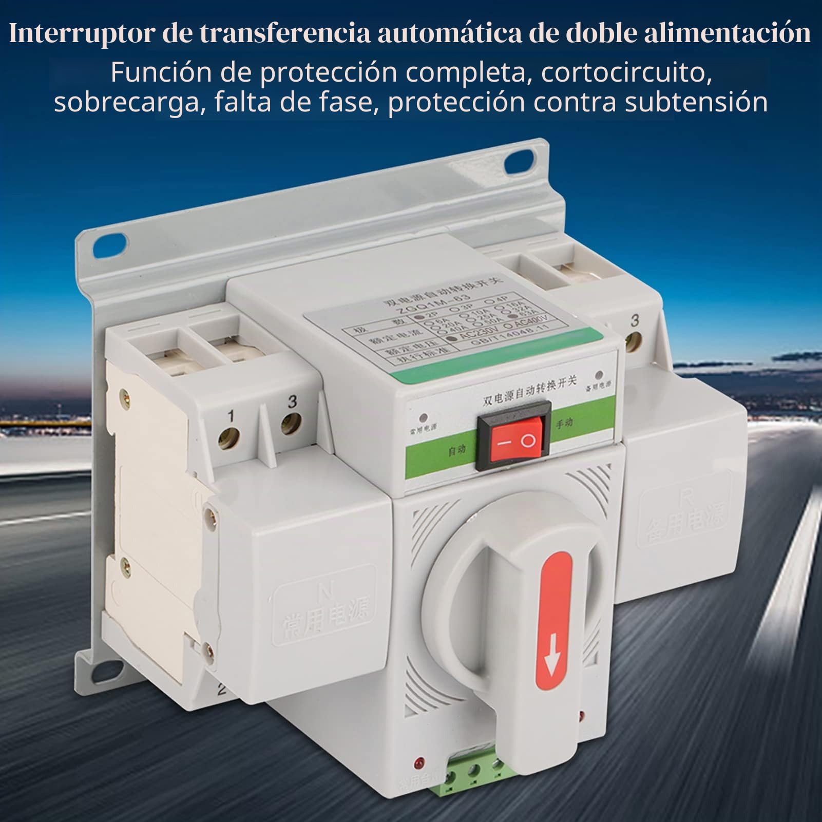 Interruptor de Transferencia Automática de 220V 63a 2P, Mini Interruptor de Cambio de Interruptor de Circuito de Alimentación Electrónico Dual para el Hogar Y Lugares Públicos Kitchen