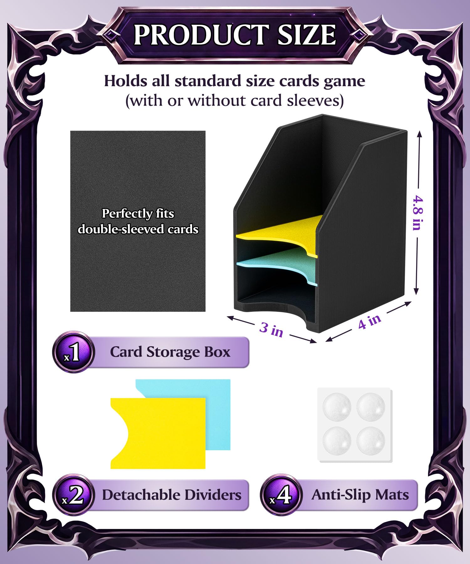 Commander - Soporte de mazo para MTG – Más de 100 bandejas de cartas de doble manga con 3 divisores, soporte resistente para cartas de juego y organizador para Magic The Gathering TCG