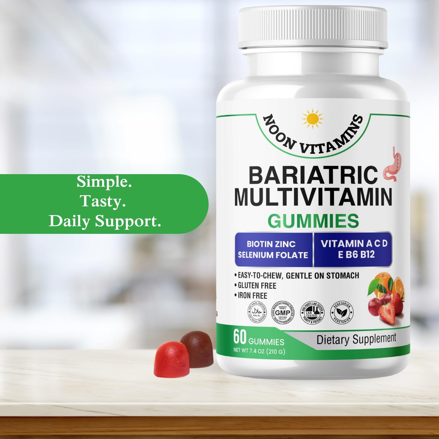 Bariatric Multivitamin Gummies | High Potency Iron Free with Methylated B12 & Folate | Daily Nutritional Support for Bariatric Lifestyle | Women & Men | 60 Gummies (30-Day Supply) | Halal Certified - Image 5