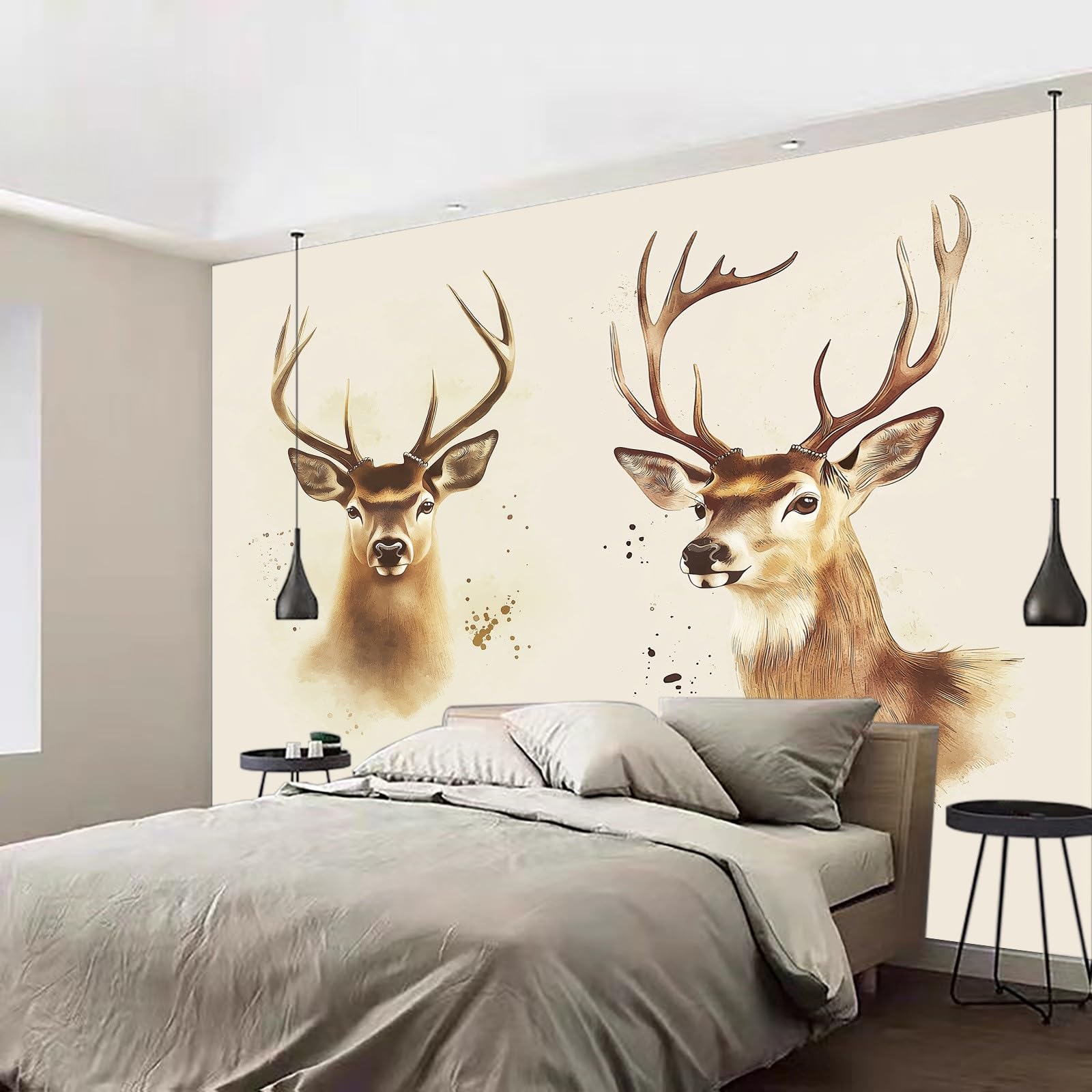 Photo Murale Cerf Animal de Bande Dessinée Papier Peint, pour Salon et Chambre Animaux de Bande Dessinée Murales, Fresque Home Decor 250 x 175 cm (L x H) Peinture Murale Fond d'écran d'affiche
