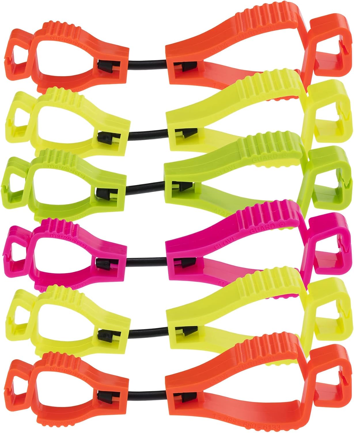 Glove Guard High Vis Pack glove clips, with safety breakaway, Secures Hats, gloves, and hiking gear, 6 pack, Outdoor Accessories, Made in the USA