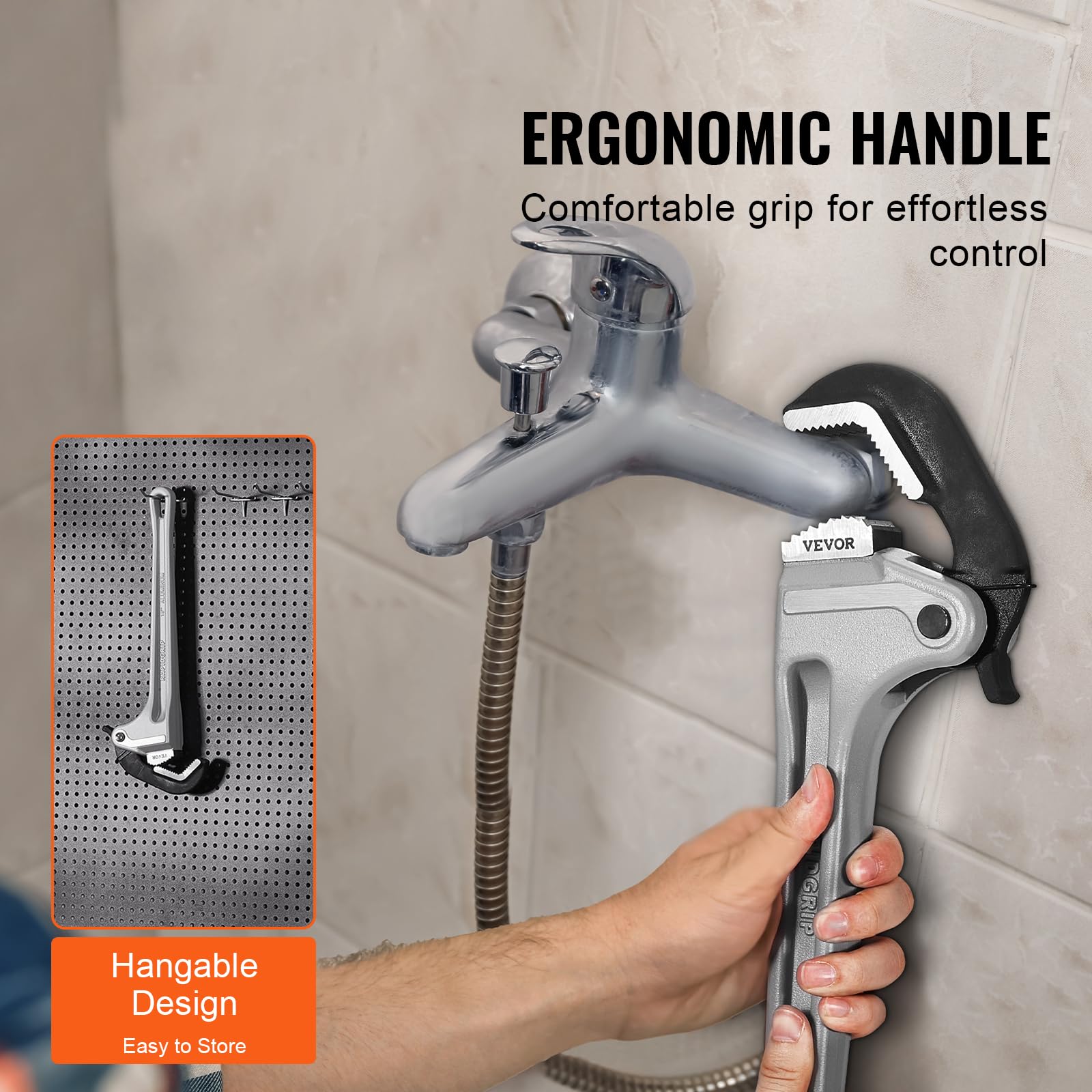 VEVOR Clé Serre Tubes Droite 45,7 cm, Tuyau à Griffe en Aluminium, Clé de Plomberie avec Réglage Automatique de la Mâchoire, Portable et Poignée Ergonomique, pour Conduites d'Eau, Réparations Auto