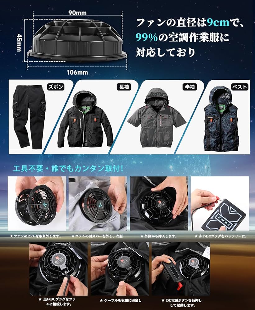 高出力⭐️ 空調作業服 ファンバッテリーセット 36V 40000mAhバッテリー Amazon | 空調作業服 ファンバッテリーセット 40000mAh大容量 3D