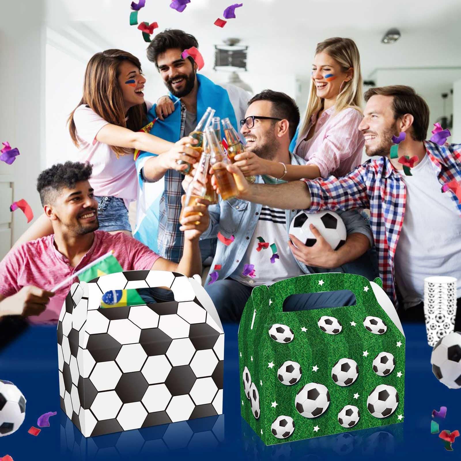 Tsophreniq 24 Pcs Football Party Treat Boxes Sports Theme Gift with Handle Goody Bags Candy Box for Kid Birthday Box