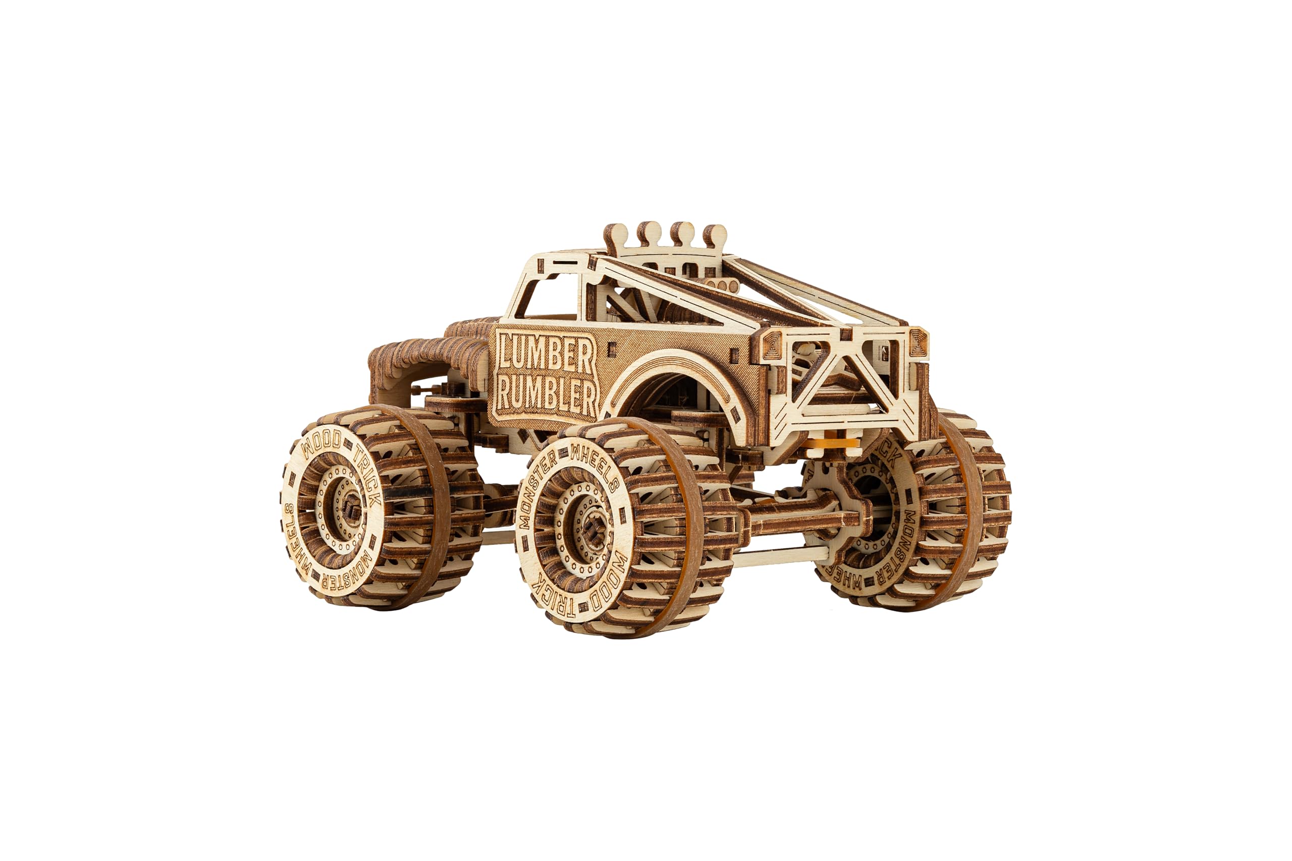 Wood Trick Lumber Rumbler Pickup Truck Auto 3D Holzpuzzles für Erwachsene zum Bauen – Fahrten bis zu 3,6 m – 14 x 10,9 cm – Modell-LKW-Bausatz zum Bauen für Erwachsene (Packung mit 2)