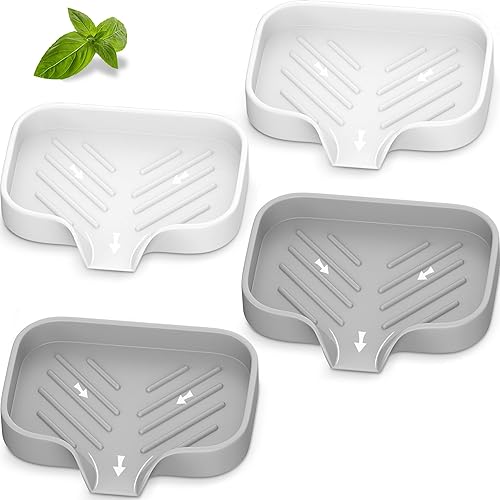 Jabonera de silicona, 4 piezas de soporte de jabón de silicona grueso de gran pureza, bandeja de jabón autodrenante, jabonera de baño, soporte para disponible en Yaxa Peru