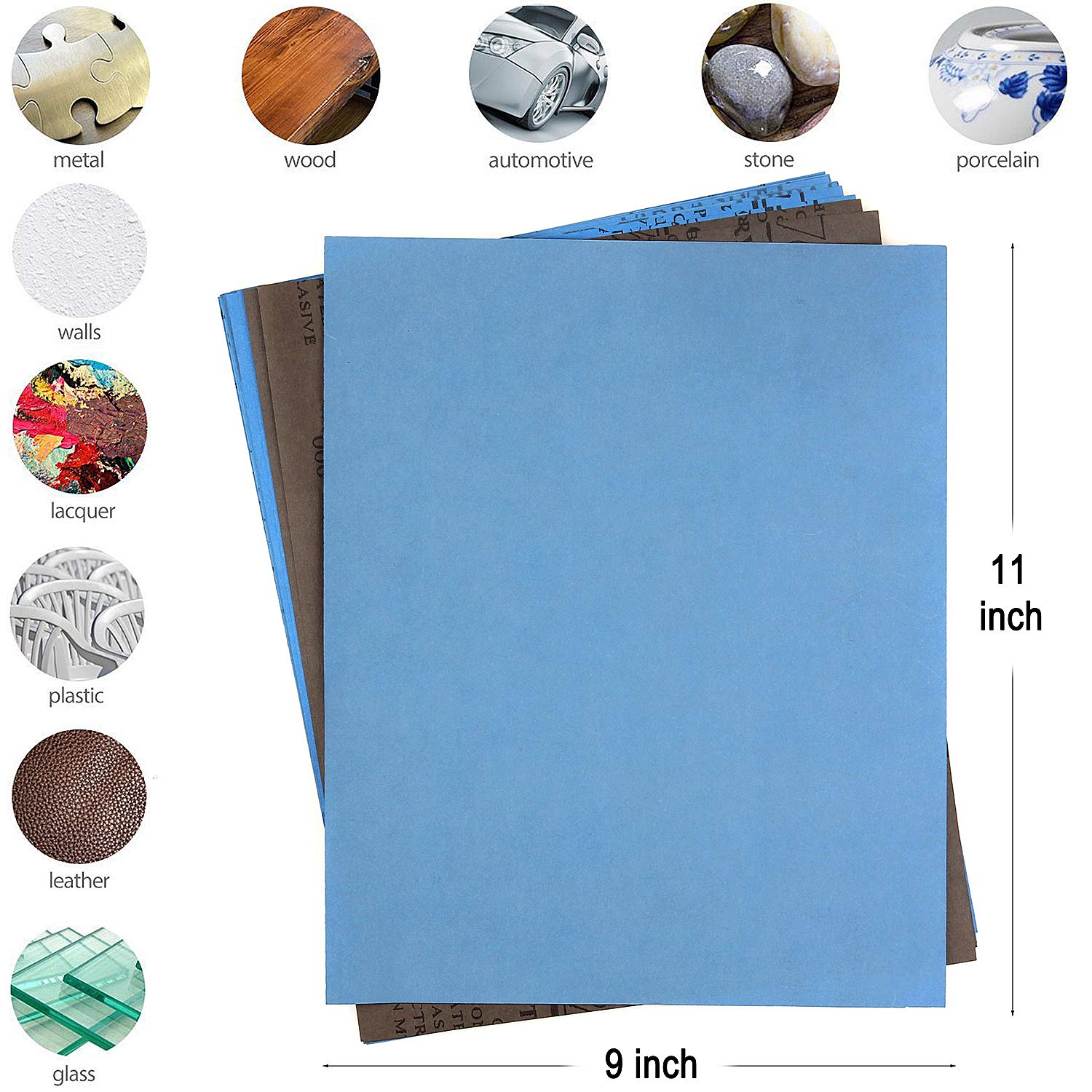 10 hojas de papel de lija de 22,8 x 28 cm, grano 7000-15000, 5 surtidos, almohadillas de lijado de precisión extra finas para molienda automotriz, carpintería, pulido de muebles de metal