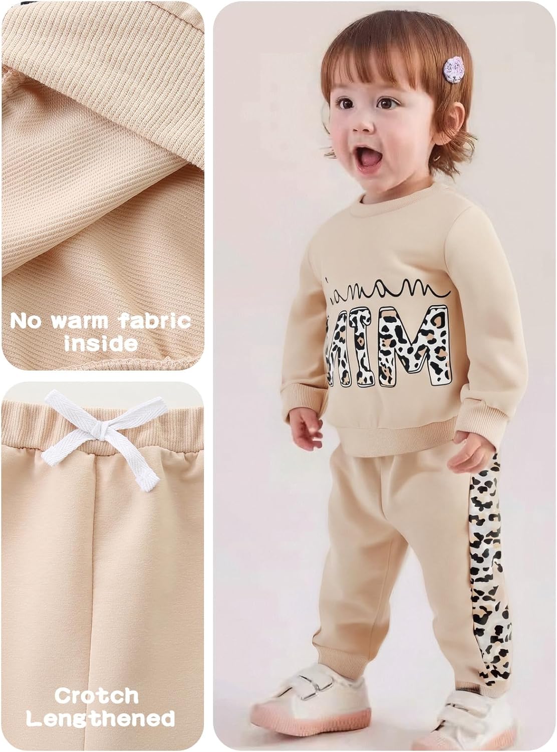 Baby Girl Fall Winter Outfits Toddler Clothes Letters Contrast Color Sweatshirts and Joggers Pants 2 Piece Set - Image 5