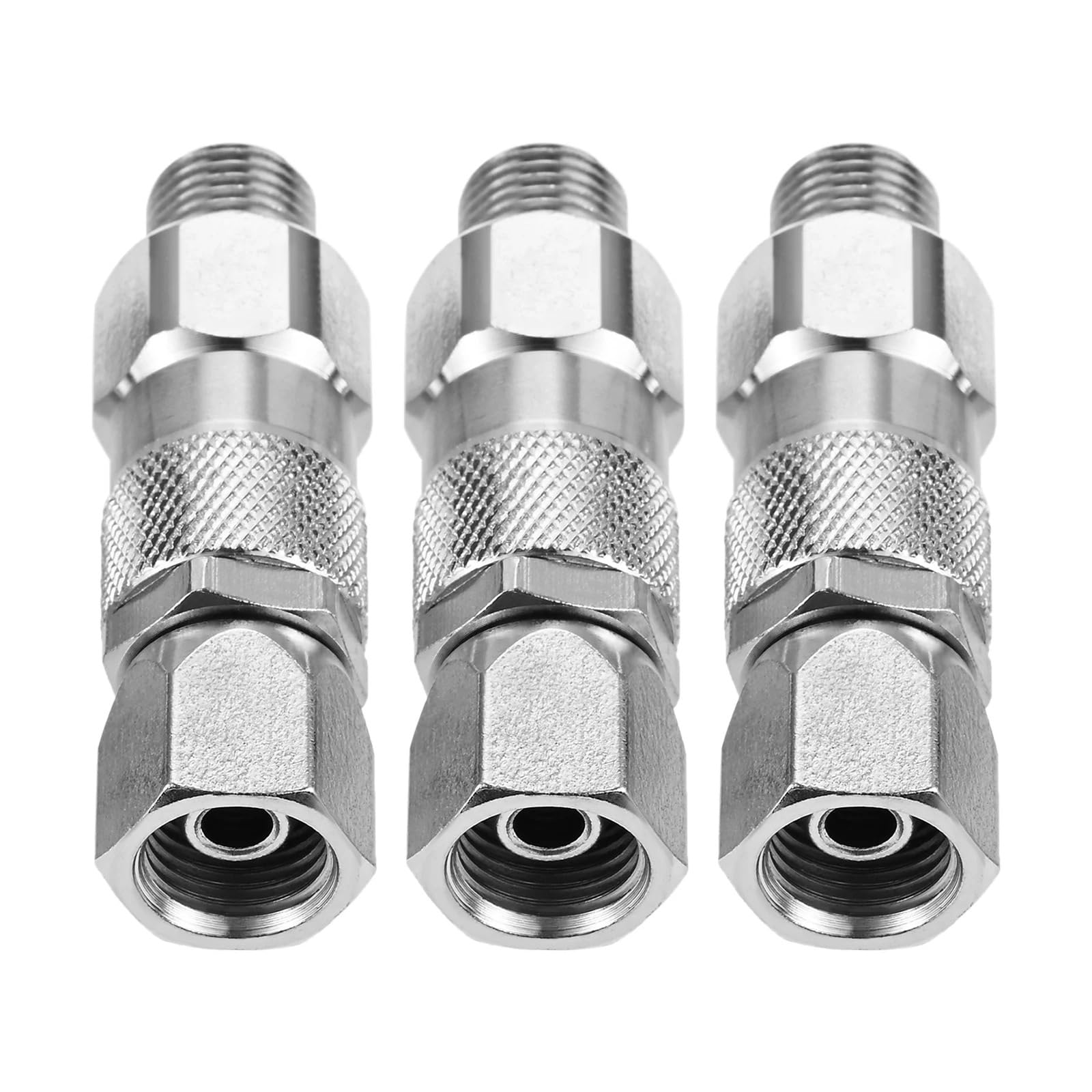 Conector giratorio de 1/4 pulgadas para manguera para PISTOLA DE PULVERIZACIÓN, juntas giratorias 360 ​​grados, accesorio acero inoxidable, 3 uds